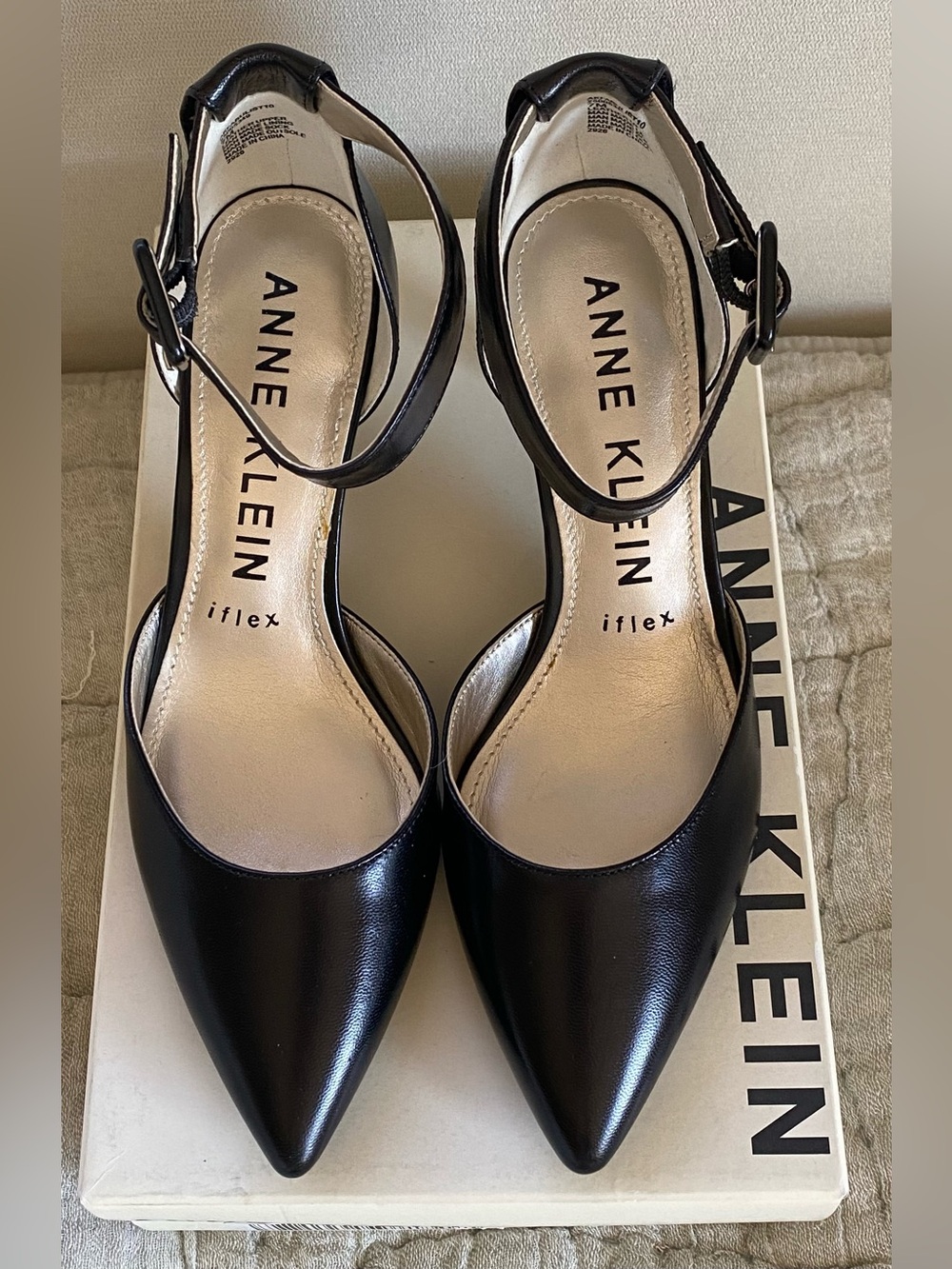 New Anne Klein black Leather kitten heel pumps women’s size 7 - Picture 3 of 7